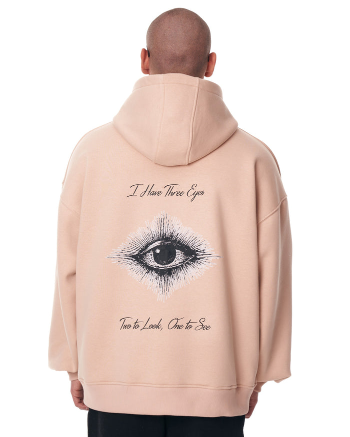 Men's Third Eye Beige Oversized Custom Hoodie
