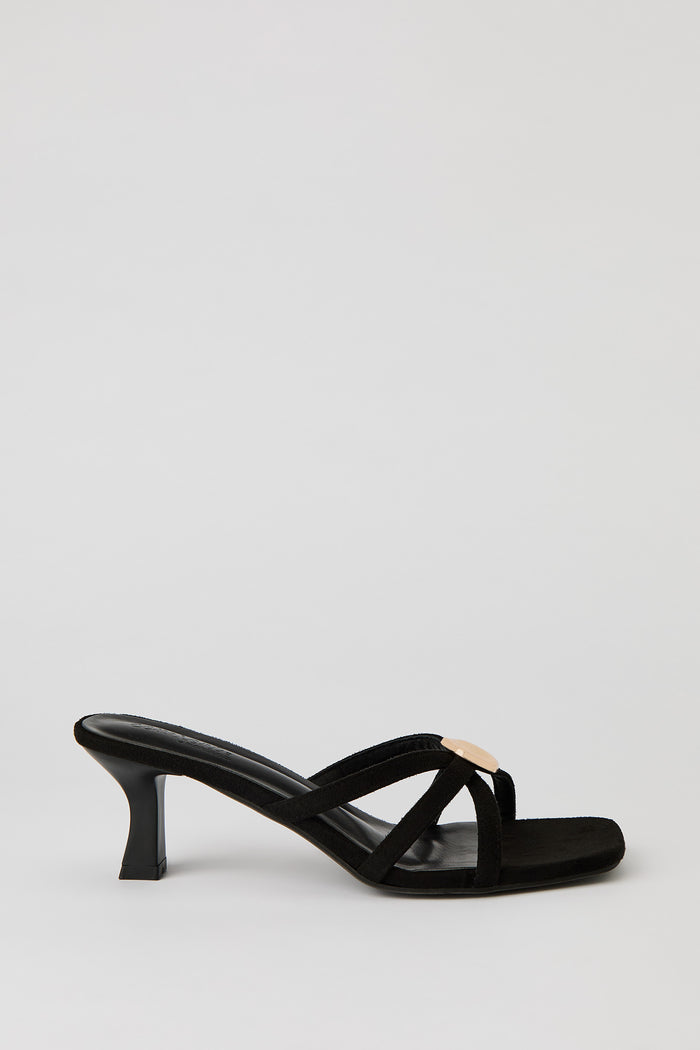 Metal Detail Strappy Kitten Heel