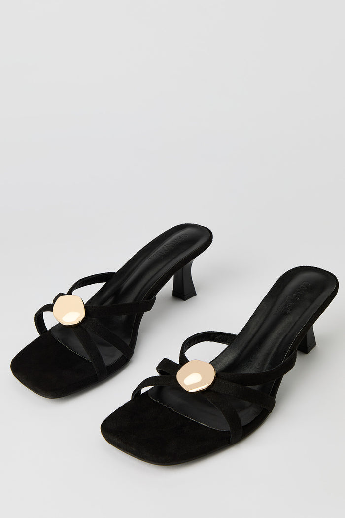 Metal Detail Strappy Kitten Heel
