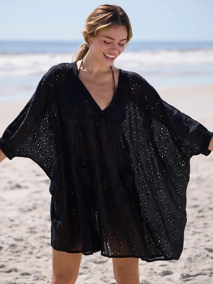 Mia Cotton Eyelet Dress - Black-view 2