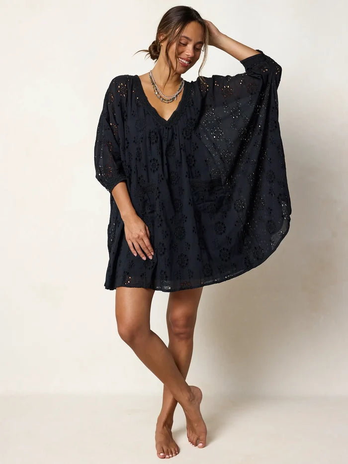 Mia Cotton Eyelet Dress - Black-view 7