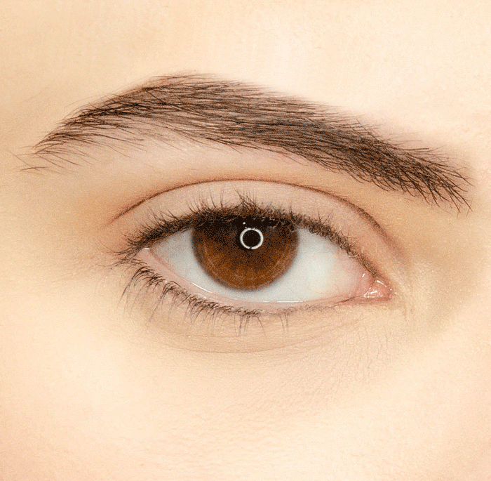 Close-up of a brown eye showing precise black eyeliner application using the Micropoint Liquid Liner Pen | Blinc for clean, defined lash lines and enhanced natural beauty.