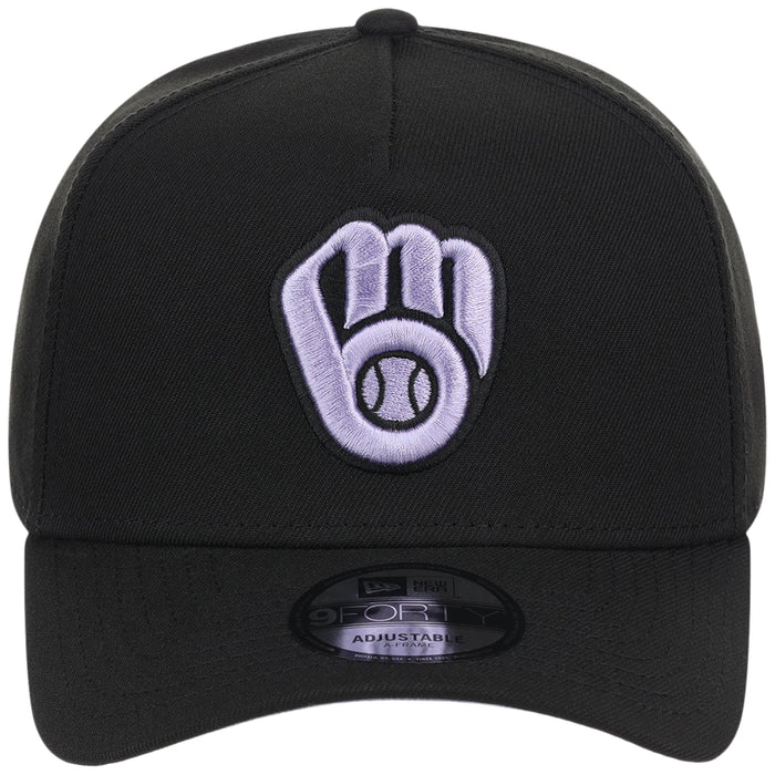 Milwaukee Brewers MLB Black x Lavender FASHION CORE New Era 9FORTY A-Frame