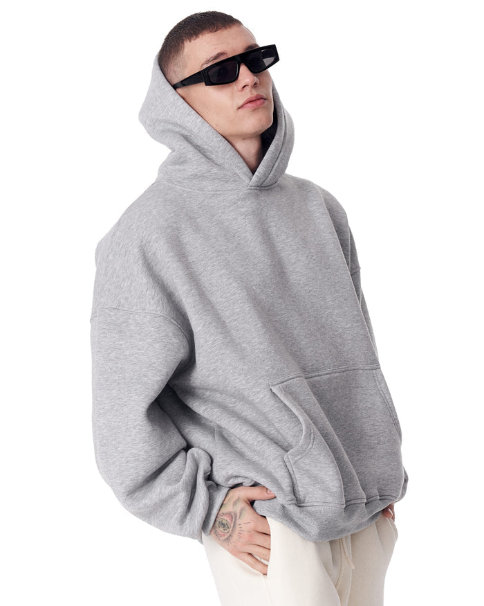 Minimalist Sleeve Printed Gray Oversized Hoodie (3)
