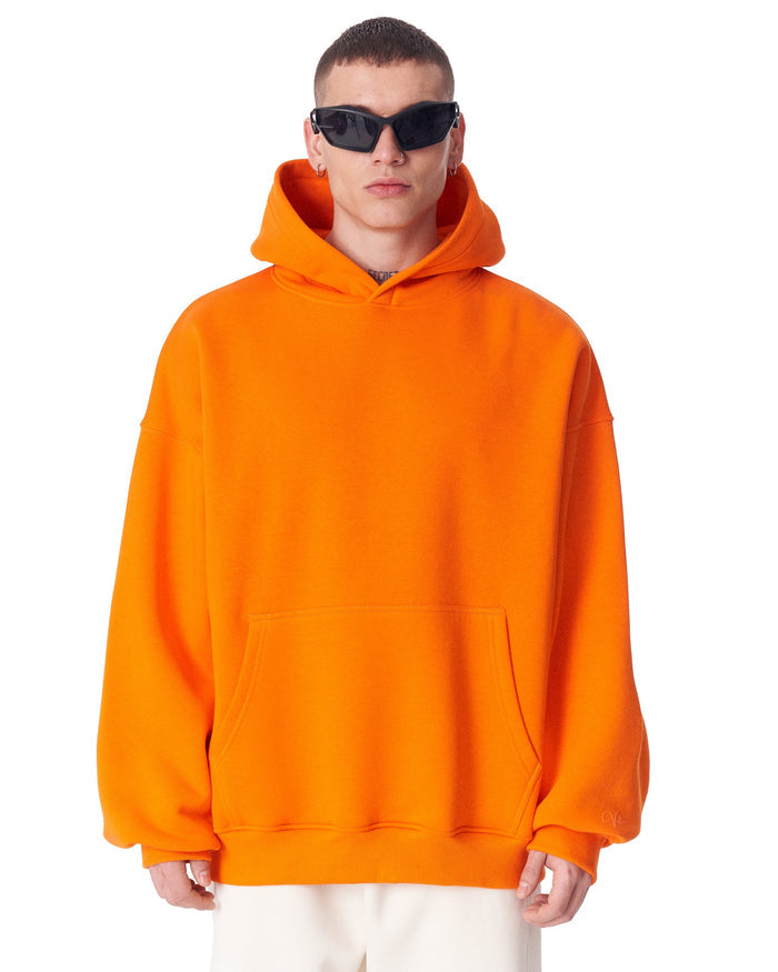 Minimalist Sleeve Printed Orange Oversized Hoodie