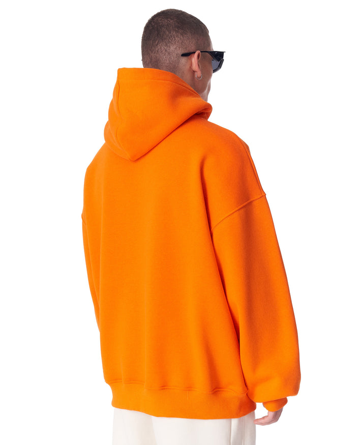 Minimalist Sleeve Printed Orange Oversized Hoodie (3)