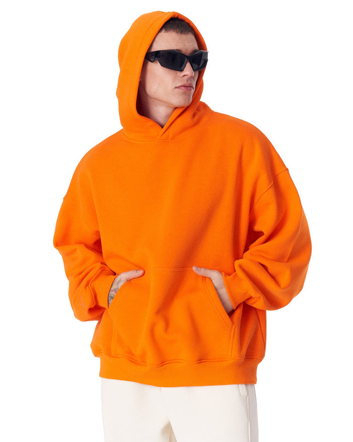 Minimalist Sleeve Printed Orange Oversized Hoodie (5)