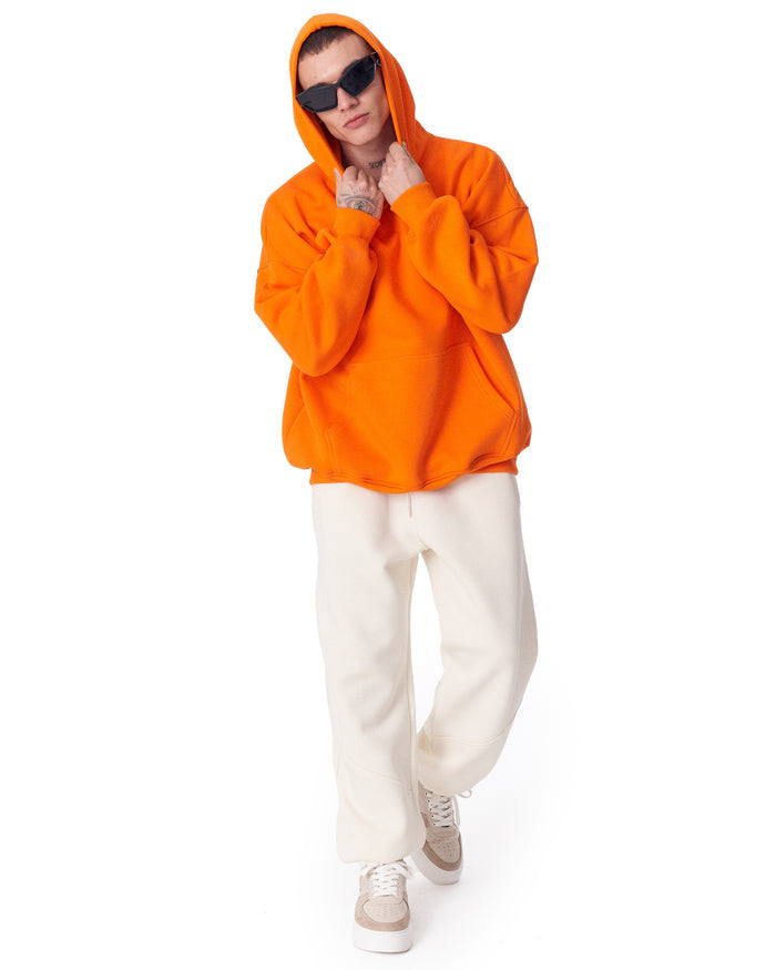 Minimalist Sleeve Printed Orange Oversized Hoodie (6)