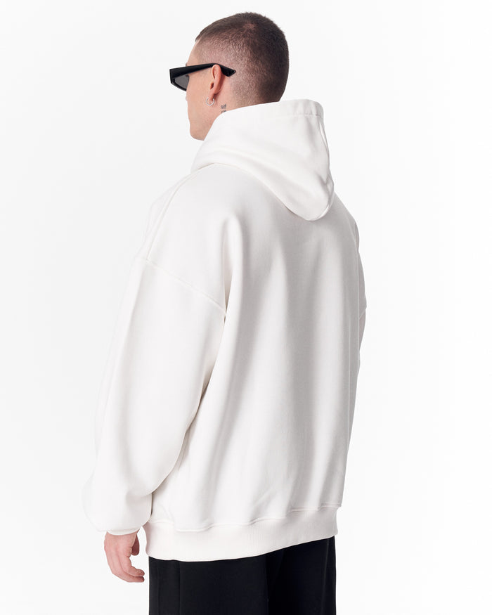 Minimalist Sleeve Printed White Oversized Hoodie (5)