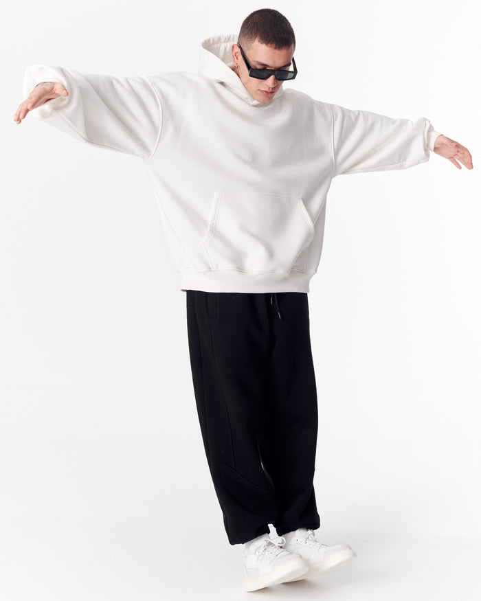 Minimalist Sleeve Printed White Oversized Hoodie (6)