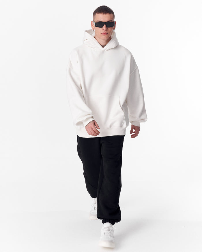 Minimalist Sleeve Printed White Oversized Hoodie (7)