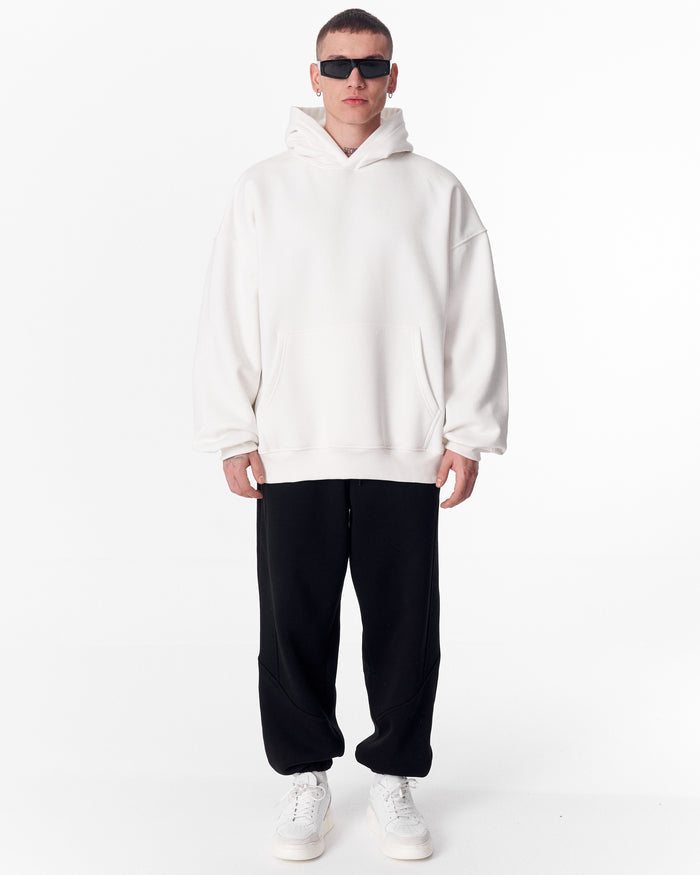 Minimalist Sleeve Printed White Oversized Hoodie (8)