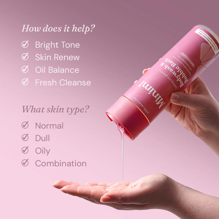 Miniml Body Wash & Bubble Bath Uplifting Pink Grapefruit 400ml