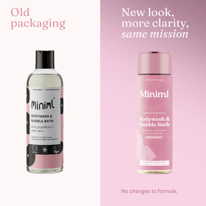 Miniml Body Wash & Bubble Bath Uplifting Pink Grapefruit 400ml