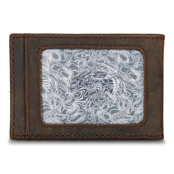 Money Clip Bifold Leather Wallet With Embossed Sasquatch-Tan-2