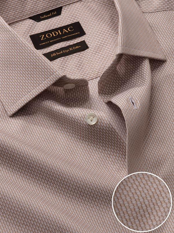 Montefalco Beige Solid Full Sleeve Single Cuff Tailored Fit Classic  Formal Silk Touch Egyptian Giza Cotton Shirt