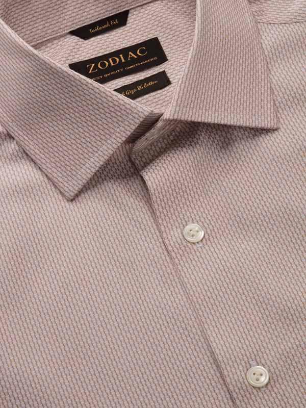 Montefalco Beige Solid Full Sleeve Single Cuff Tailored Fit Classic  Formal Silk Touch Egyptian Giza Cotton Shirt