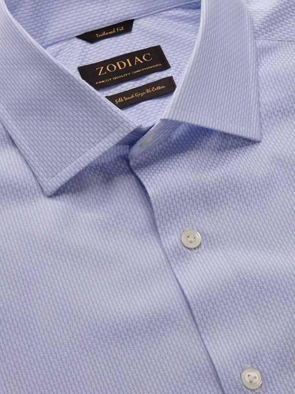 Montefalco Sky Solid Full Sleeve Single Cuff Tailored Fit Classic  Formal Silk Touch Egyptian Giza Cotton Shirt