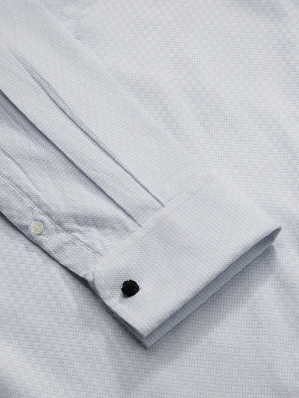 Monteverdi Sky Solid Full Sleeve Double Cuff Tailored Fit Classic Formal Two Ply Mercerized Cotton Shirt