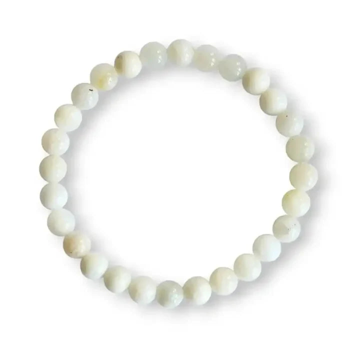 Moonstone beaded bracelet, white sheen, view 2