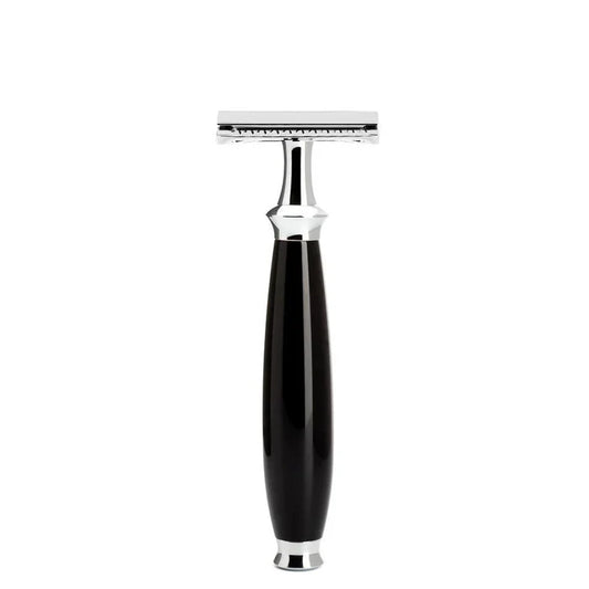 Muhle Purist Safety Razor High-Grade Resin, Black Handle, Closed Comb - R56SR