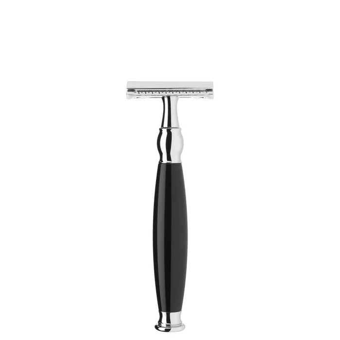 Muhle Sophist Safety Razor Metal, Black Handle, Closed Comb - R44SR