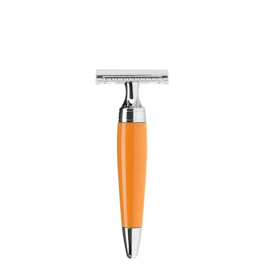Muhle Stylo Safety Razor Orange Handle, Closed Comb - R74SR