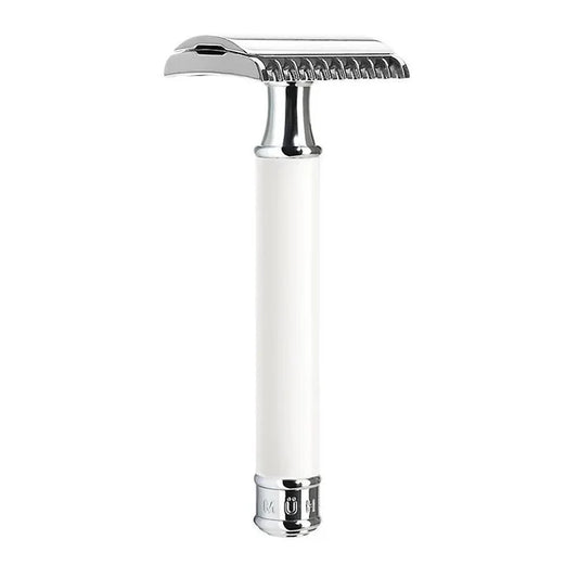 Muhle Traditional Open Comb Double Edge Safety Razor White Handle - R102