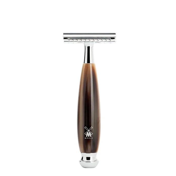 Muhle Vivo Safety Razor High-Grade Resin, Horn Brown Handle, Closed Comb - R332SR