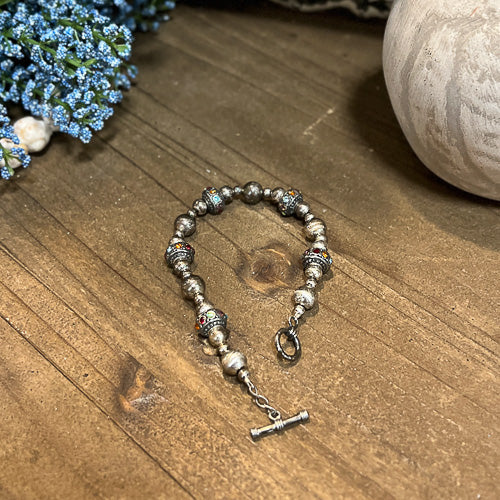 Multi-Colored Bali Disk Bracelet