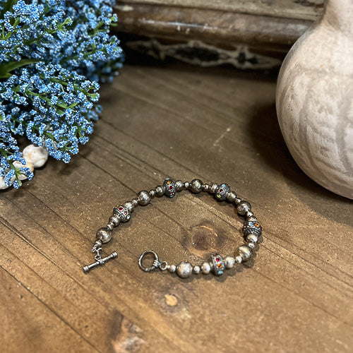 Multi-Colored Bali Disk Bracelet