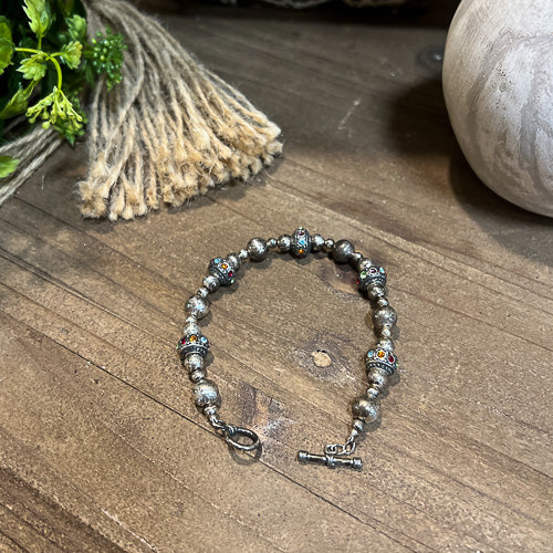 Multi-Colored Bali Disk Bracelet