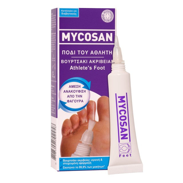 Mycosan Athlete’s Foot Treatment Gel Θεραπευτικό Gel Έναντι των Μυκήτων που Προκαλούν το Πόδι του Αθλητή, 15ml