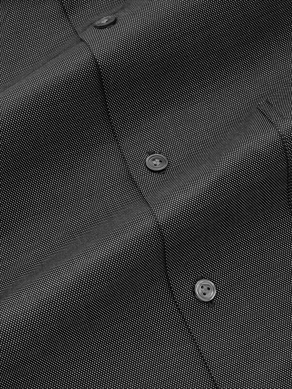 Mystero Black Solid Full Sleeve Single Cuff Tailored Fit Semi Formal Dark Two Ply Mercerized Cotton Shirt