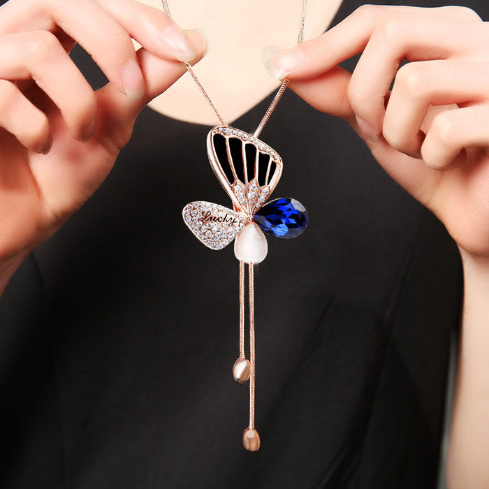 N2031 - Crystal Butterfly Necklace