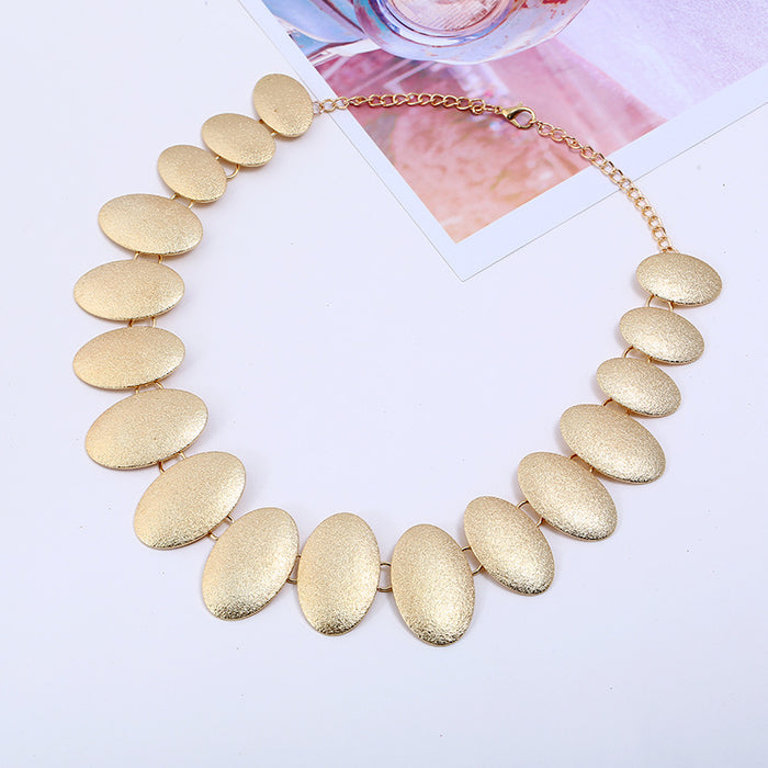 N2054 - Retro Oval Necklace