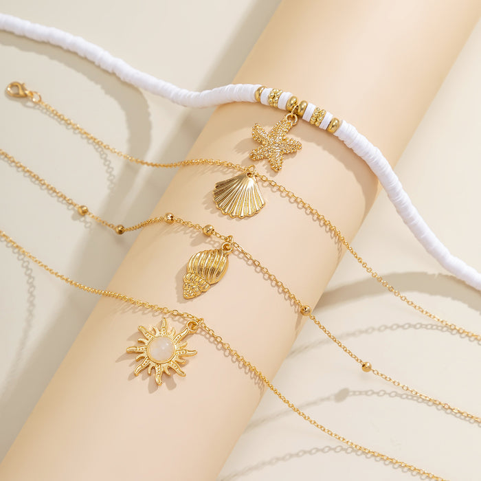 N2494 - Shell conch tassel multi-layer necklace