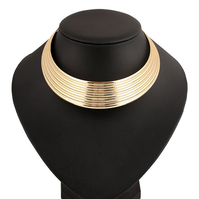 N2499 - Short Metal Collar Necklace