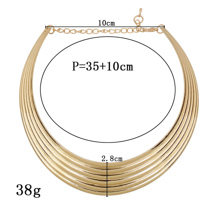 N2499 - Short Metal Collar Necklace