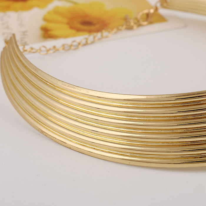 N2499 - Short Metal Collar Necklace