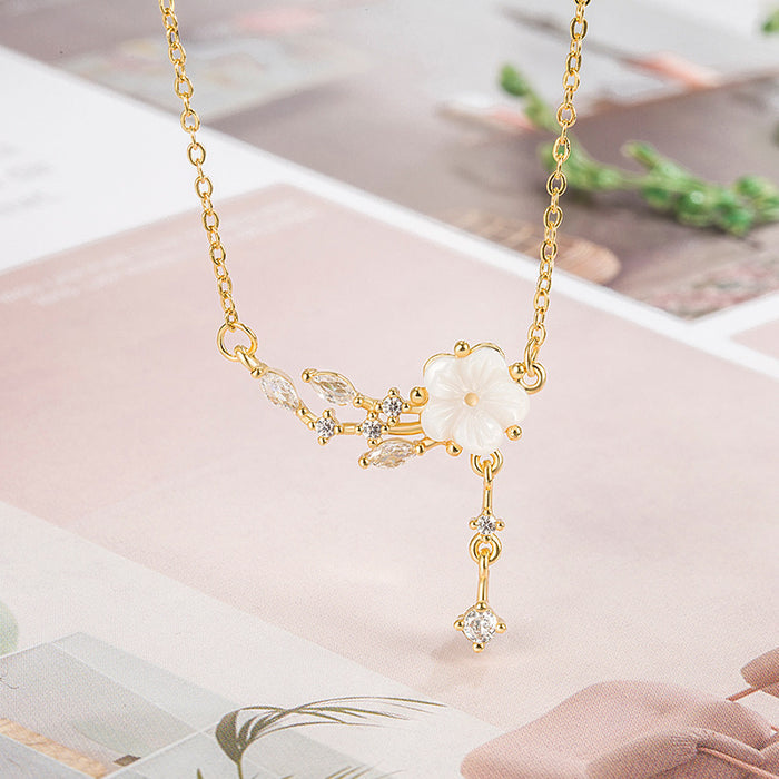 N2511 - Pearl cherry blossom necklace