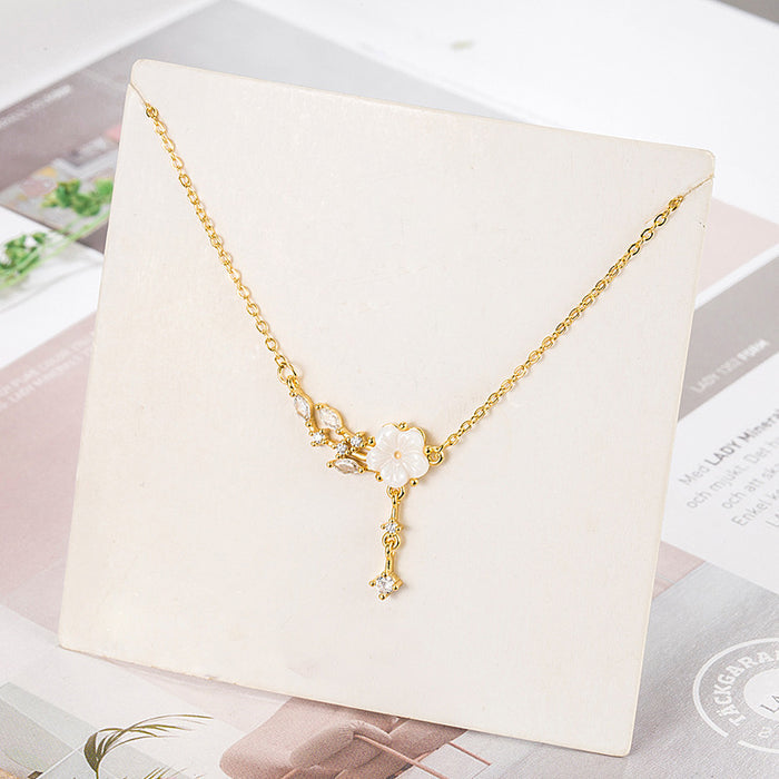 N2511 - Pearl cherry blossom necklace