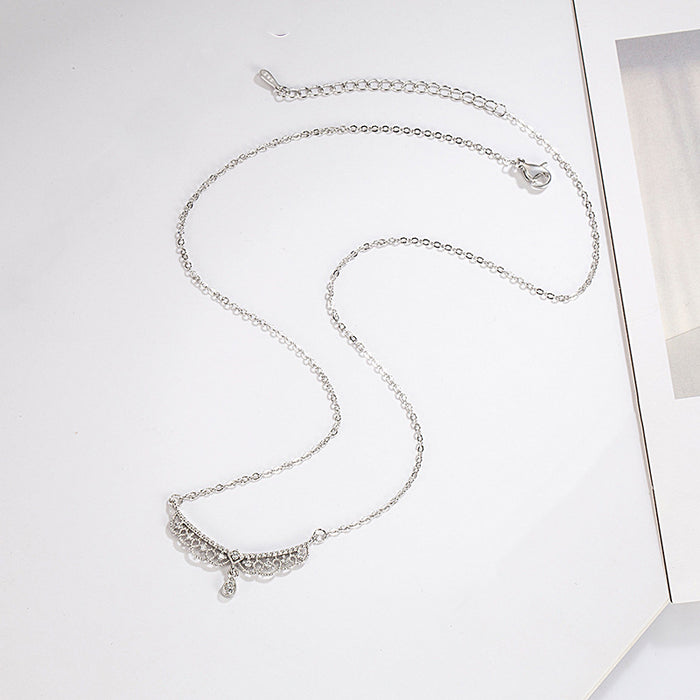 N2512 - Lace hollow pattern wings zircon necklace