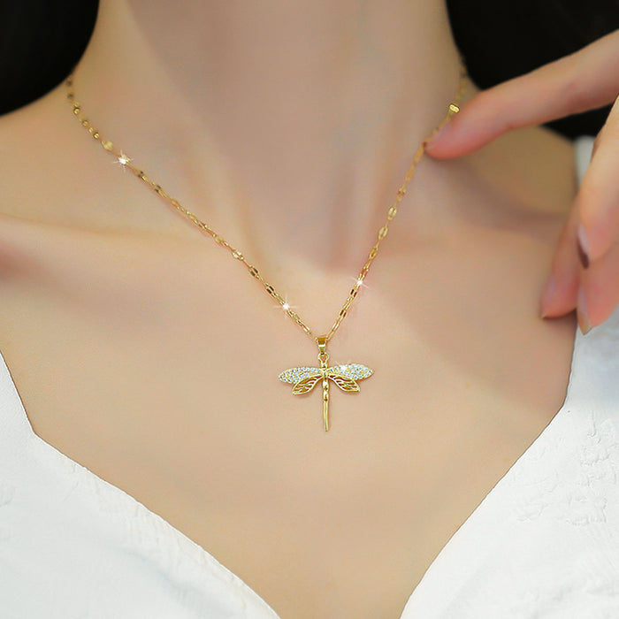 N2517 - Dragonfly clavicle chain necklace