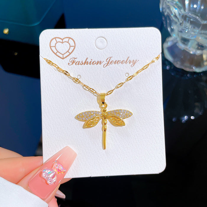 N2517 - Dragonfly clavicle chain necklace