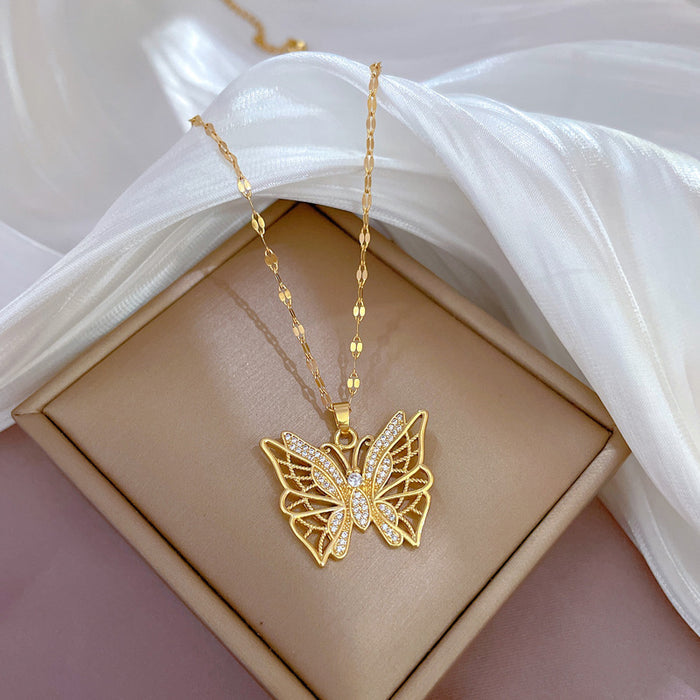 N2521 - Heavy-duty hollow butterfly Necklace
