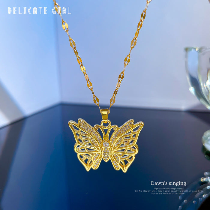 N2521 - Heavy-duty hollow butterfly Necklace