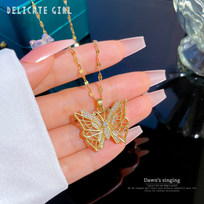 N2521 - Heavy-duty hollow butterfly Necklace