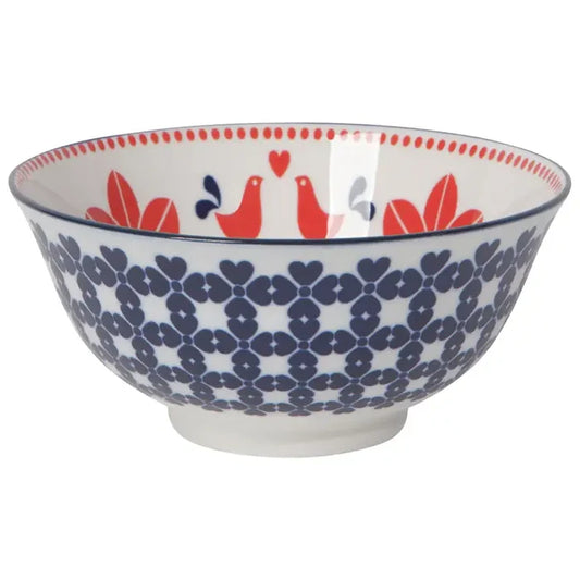 Navy Bird Stamped Bowl