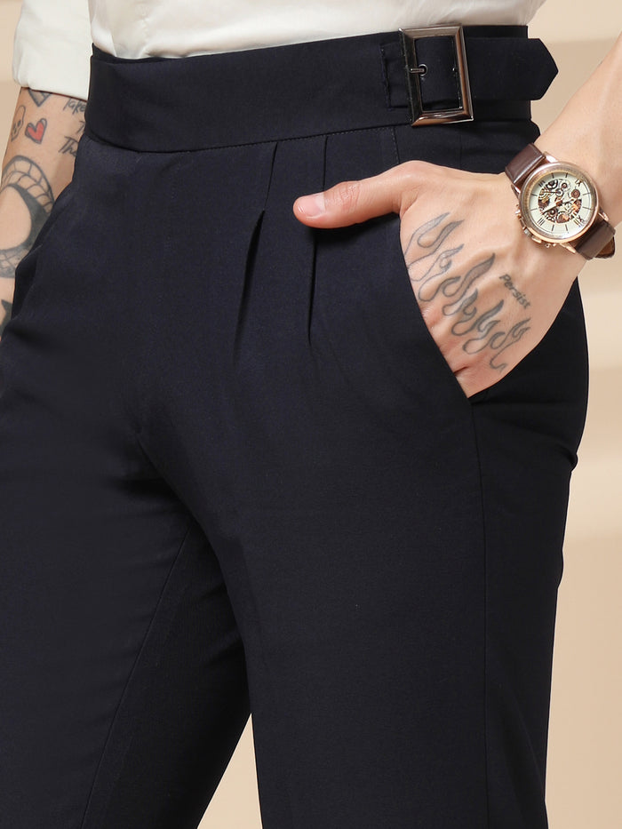 Navy Blue Classic Buckle Gurkha Pants by ITALIAN VEGA®